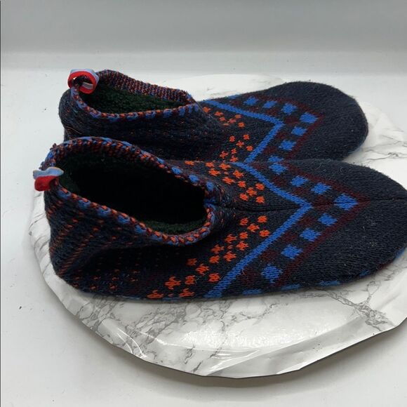 BOMBAS Fair Isle Multicolor Knit Sherpa Lined Gripper Slipper-L - Picture 2 of 8